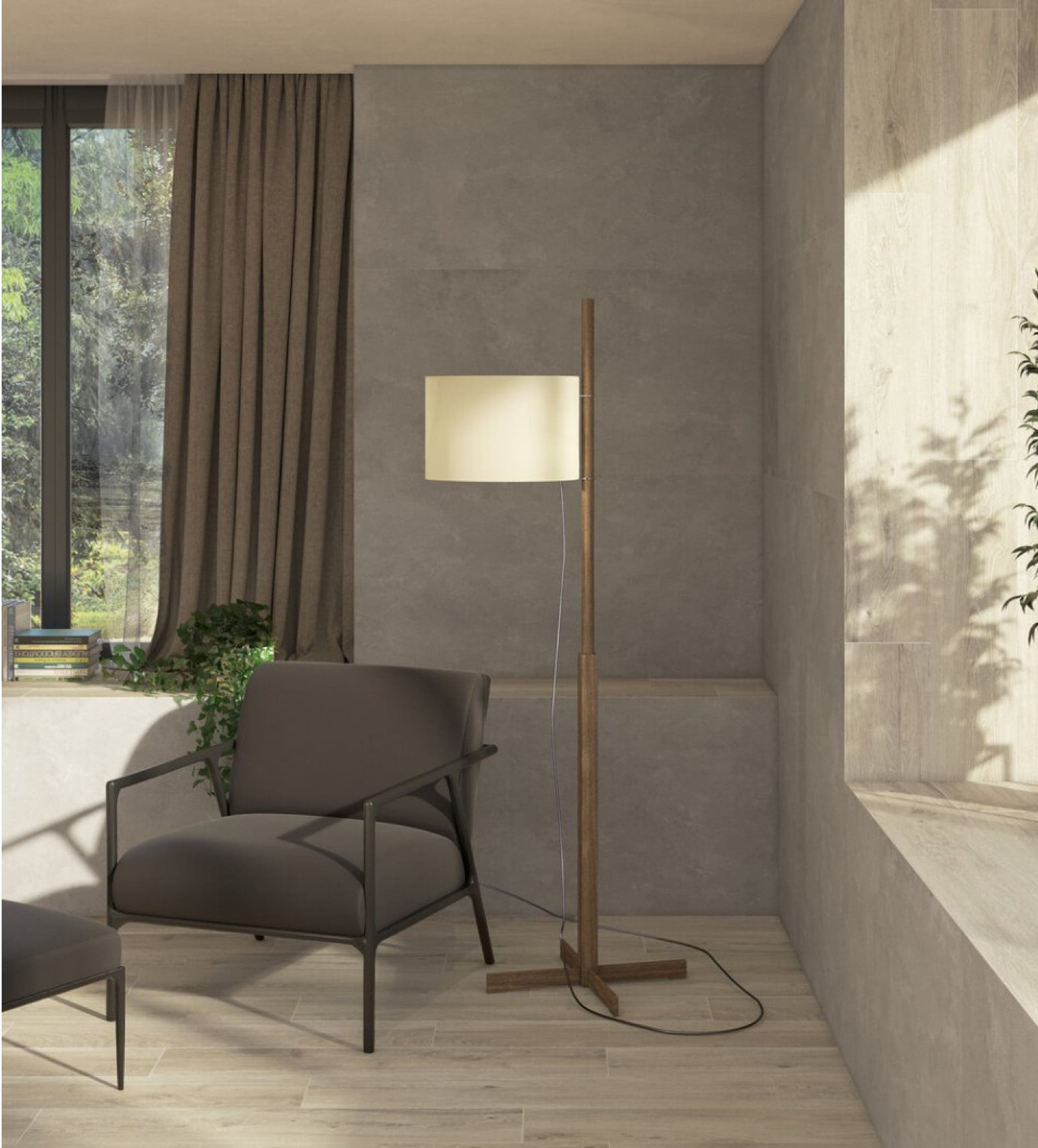 BERNA Sand plank floor in a sunlit reading corner