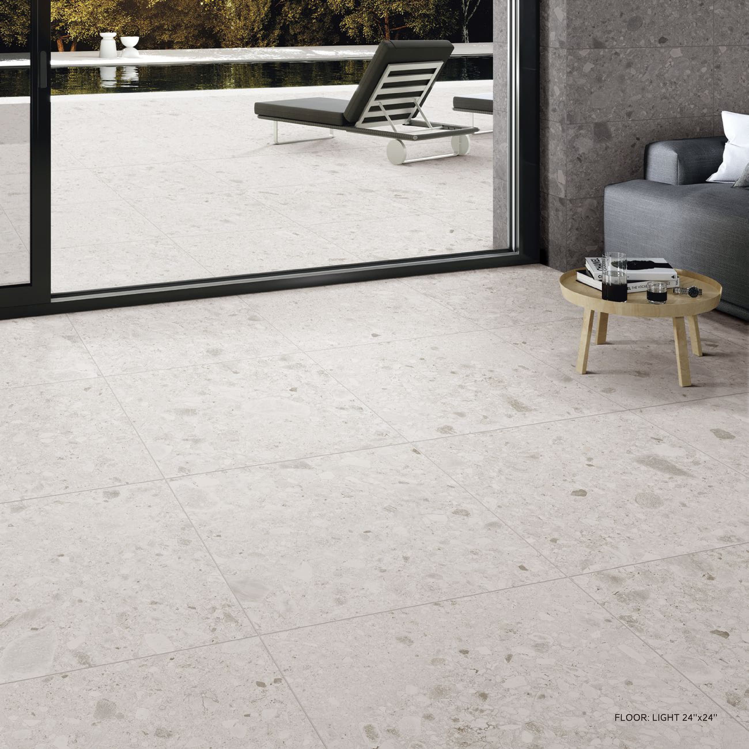 Padua surfaces in a contemporary indoor-outdoor living space
