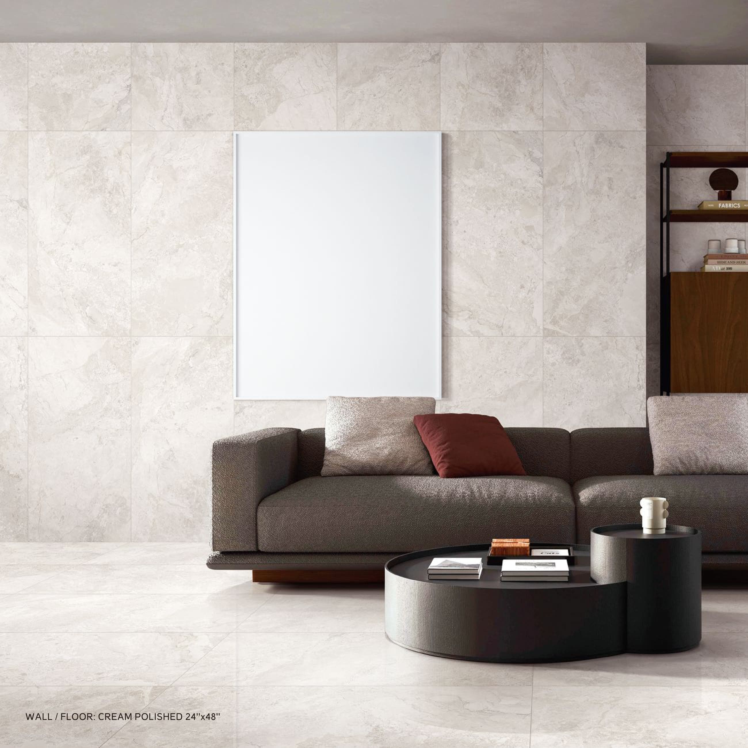 DREAMY Cream polished tile in a living room