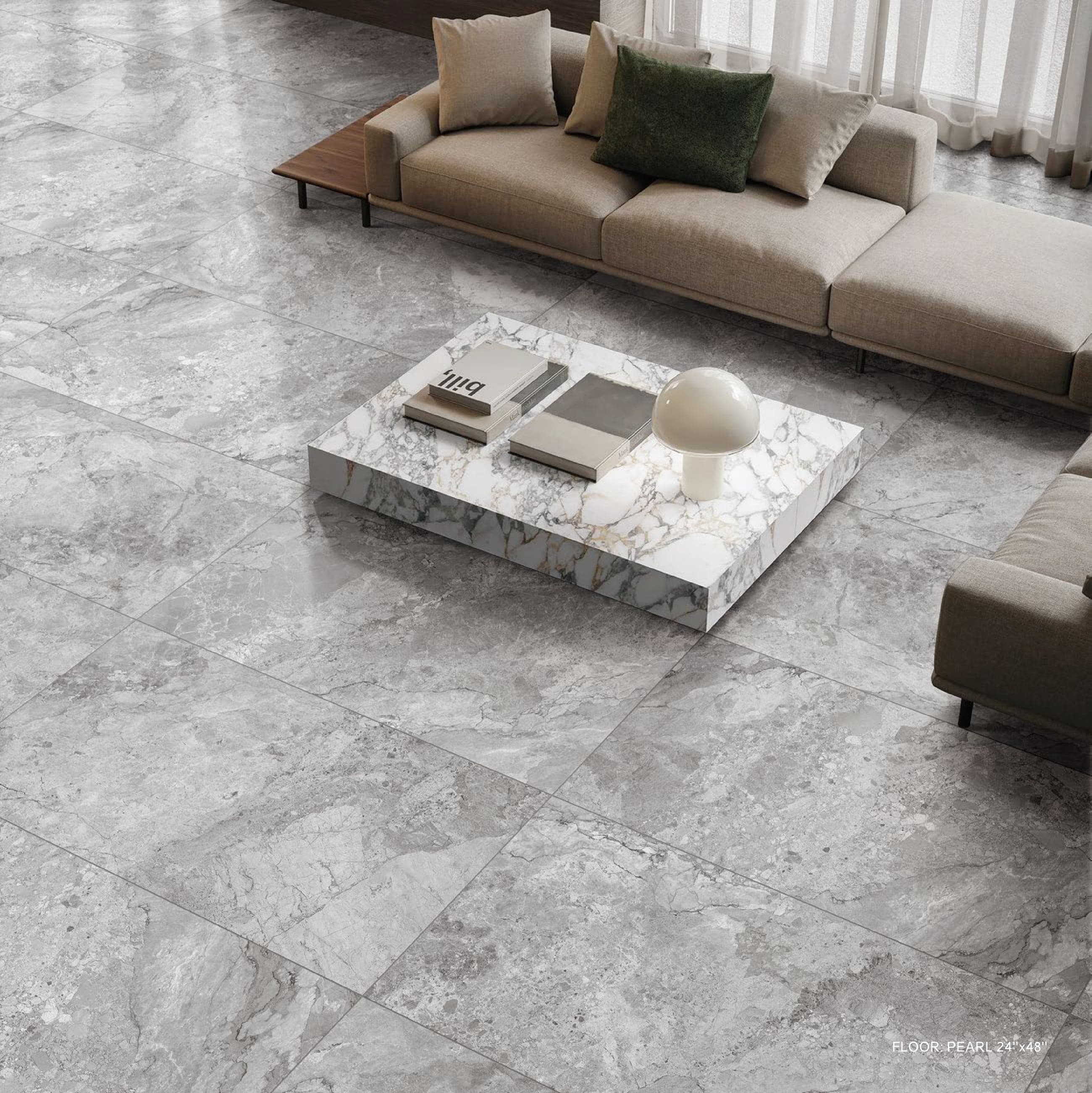 DREAMY Pearl floor with sectional sofa, seen from above