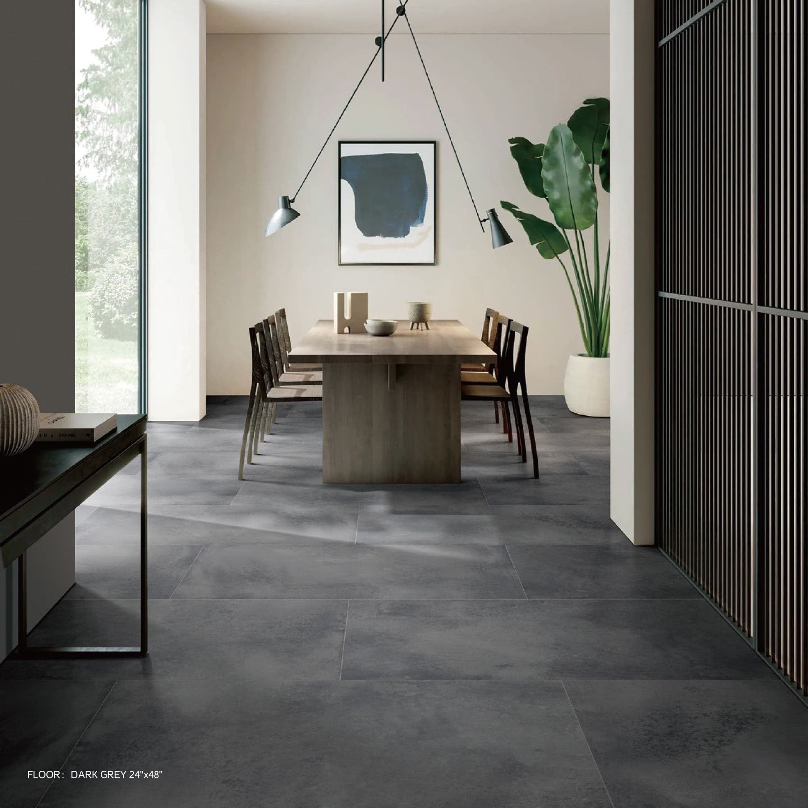 METAL MAX Dark Grey floor in a modern dining room