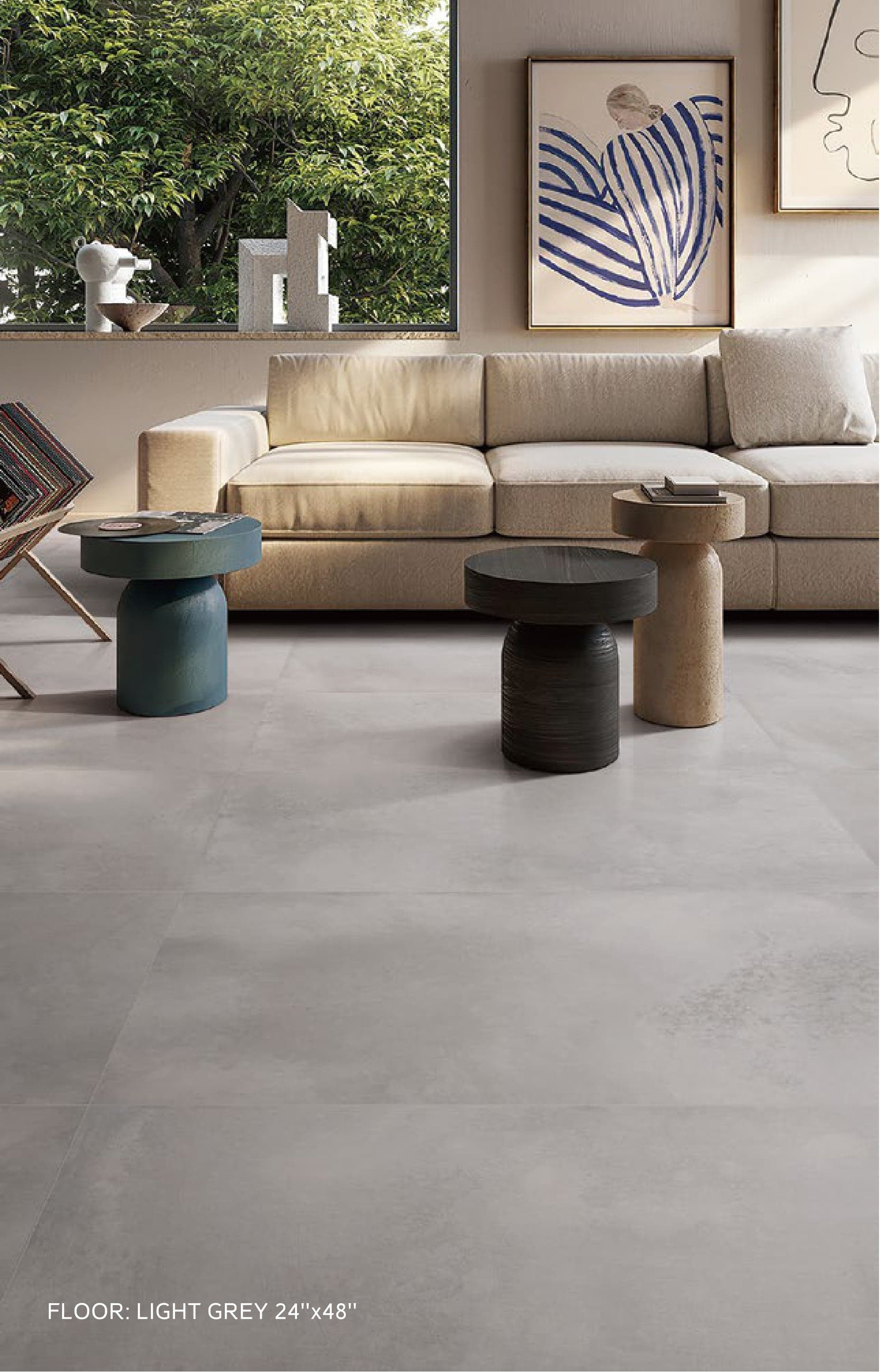 METAL MAX Light Grey floor in a bright living room