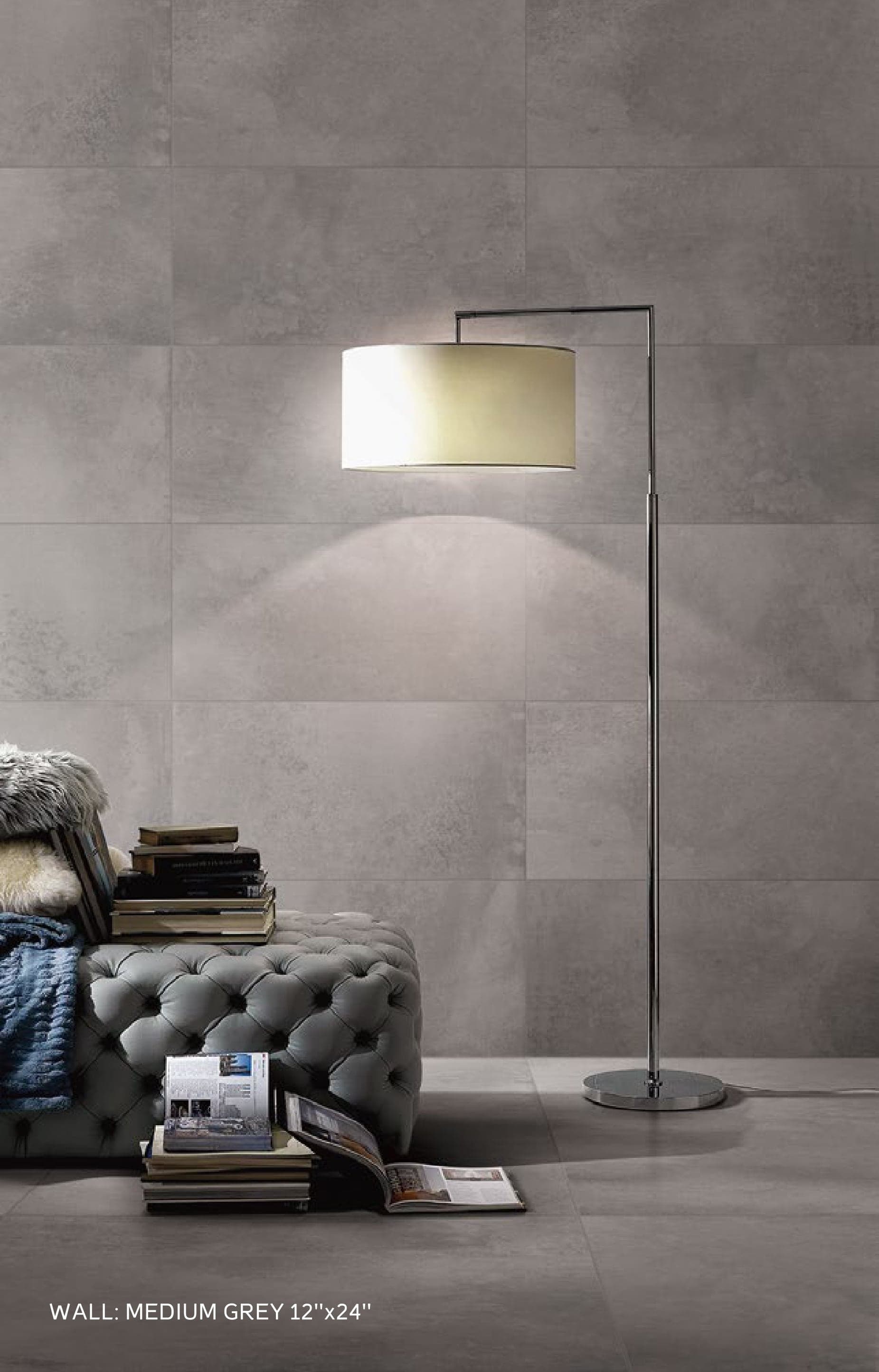 METAL MAX Medium Grey wall in a lamplit reading corner