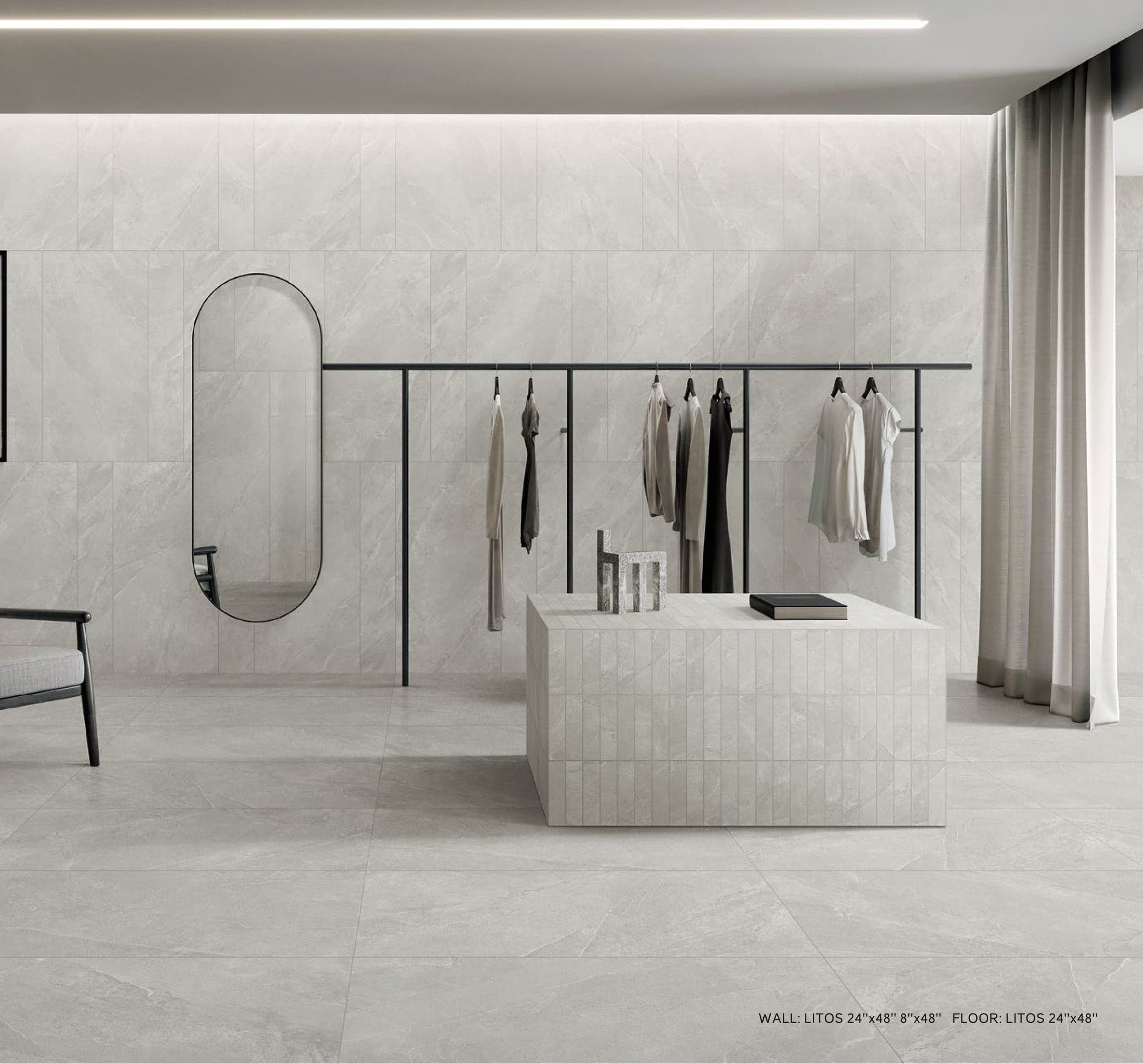 MOTLEY Litos wall and floor in a minimalist boutique